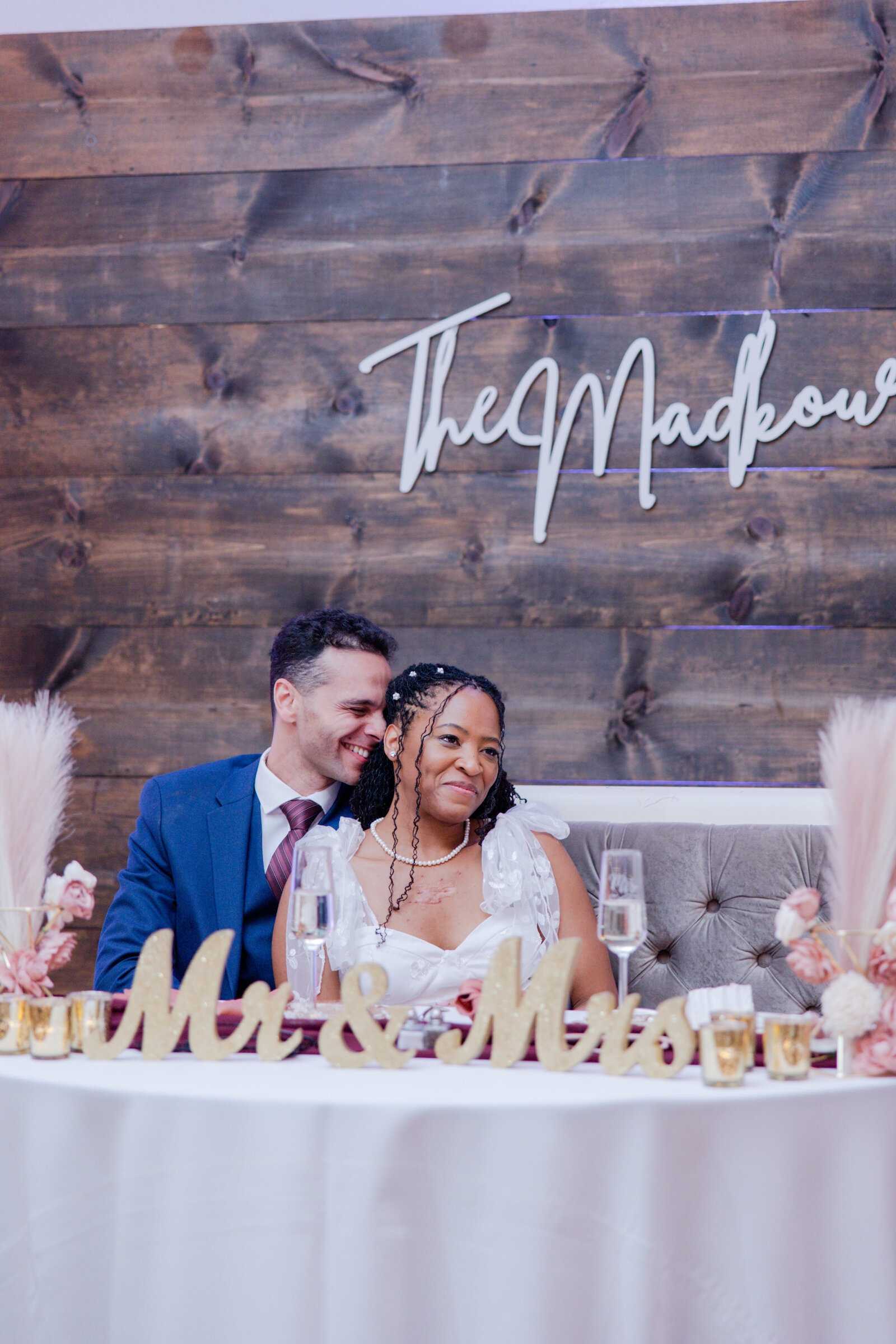 Bride and groom photography during reception speeches