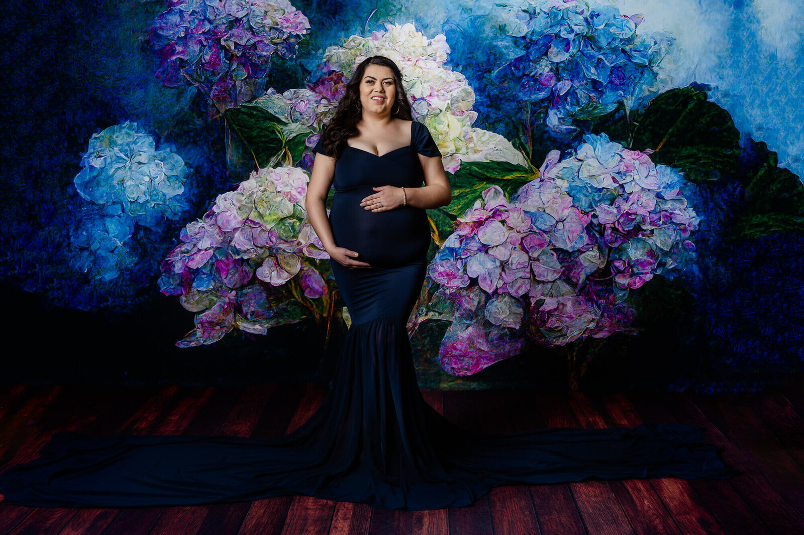 Floral wall used in Prescott AZ maternity photography session with Melissa Byrne