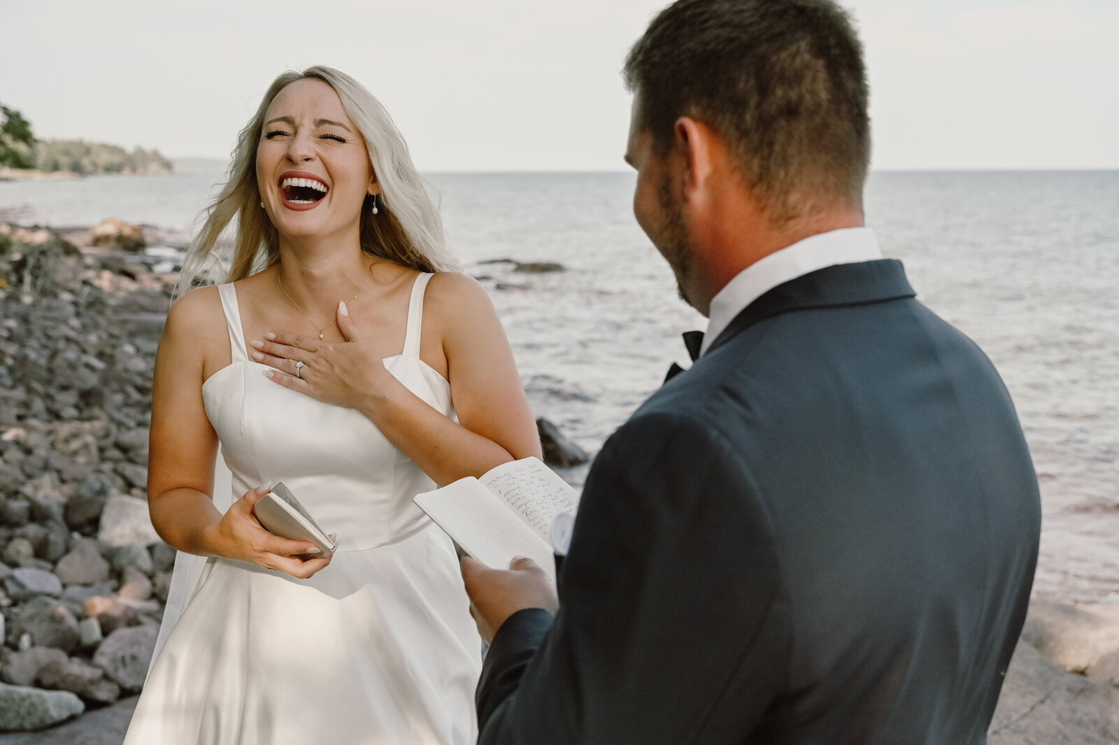Couple exchange their vows on the Lake Superior's beach
