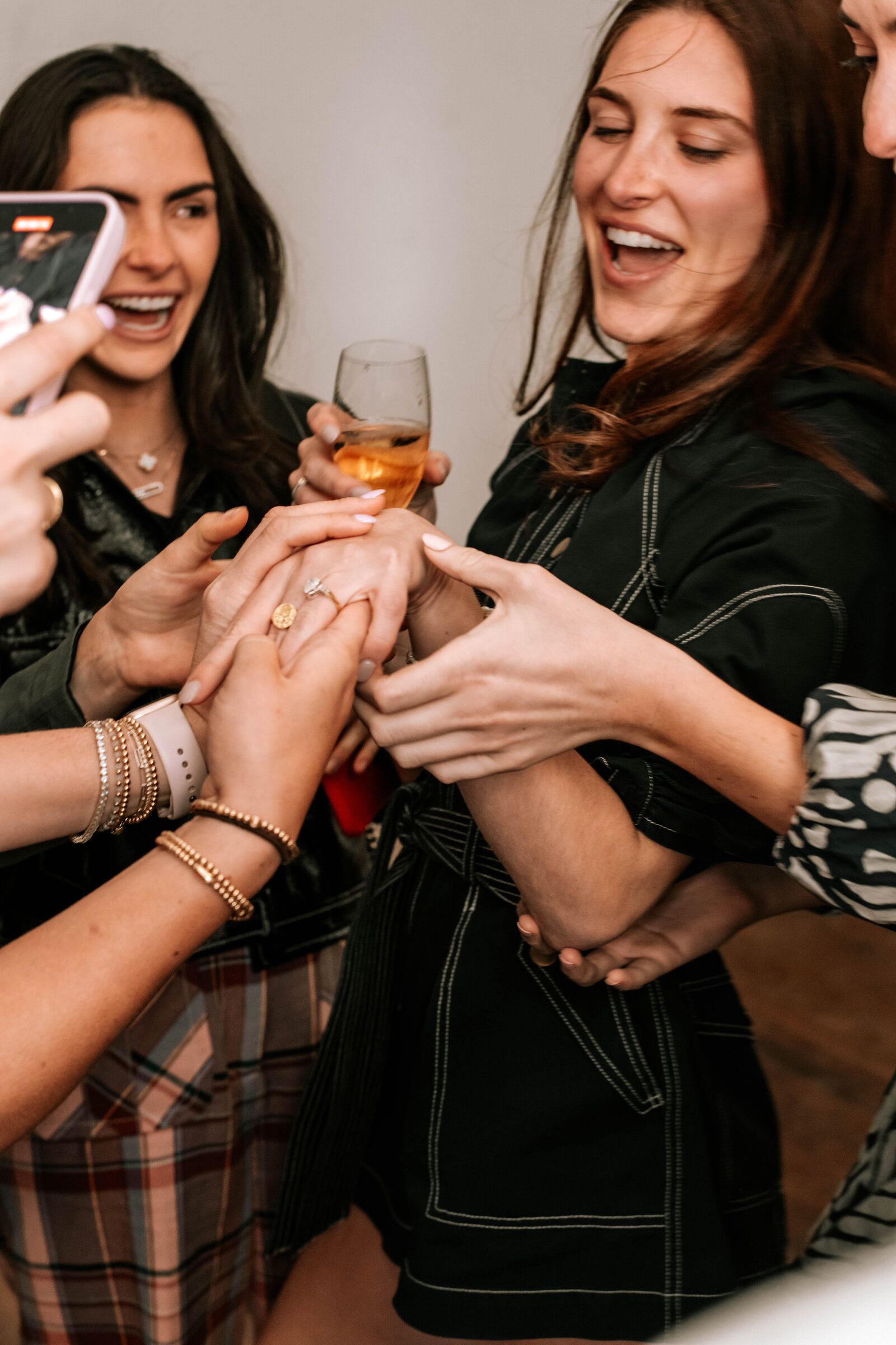 Best friends inside the house - proposal outside the new house 