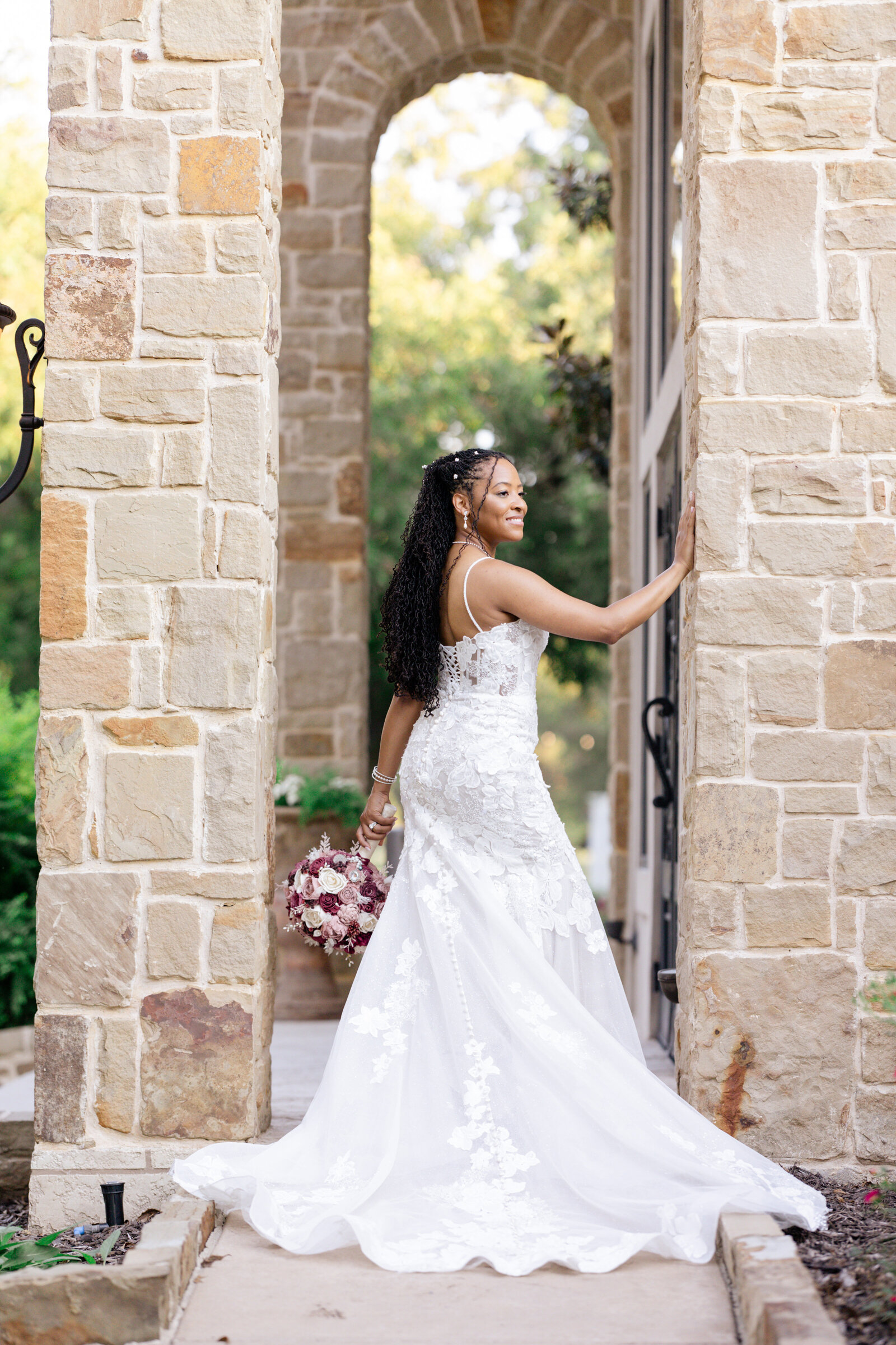 Bride's wedding dress details shot outdoor photography