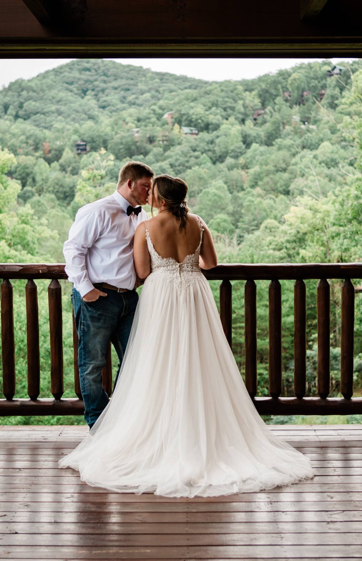 Married couple kissing