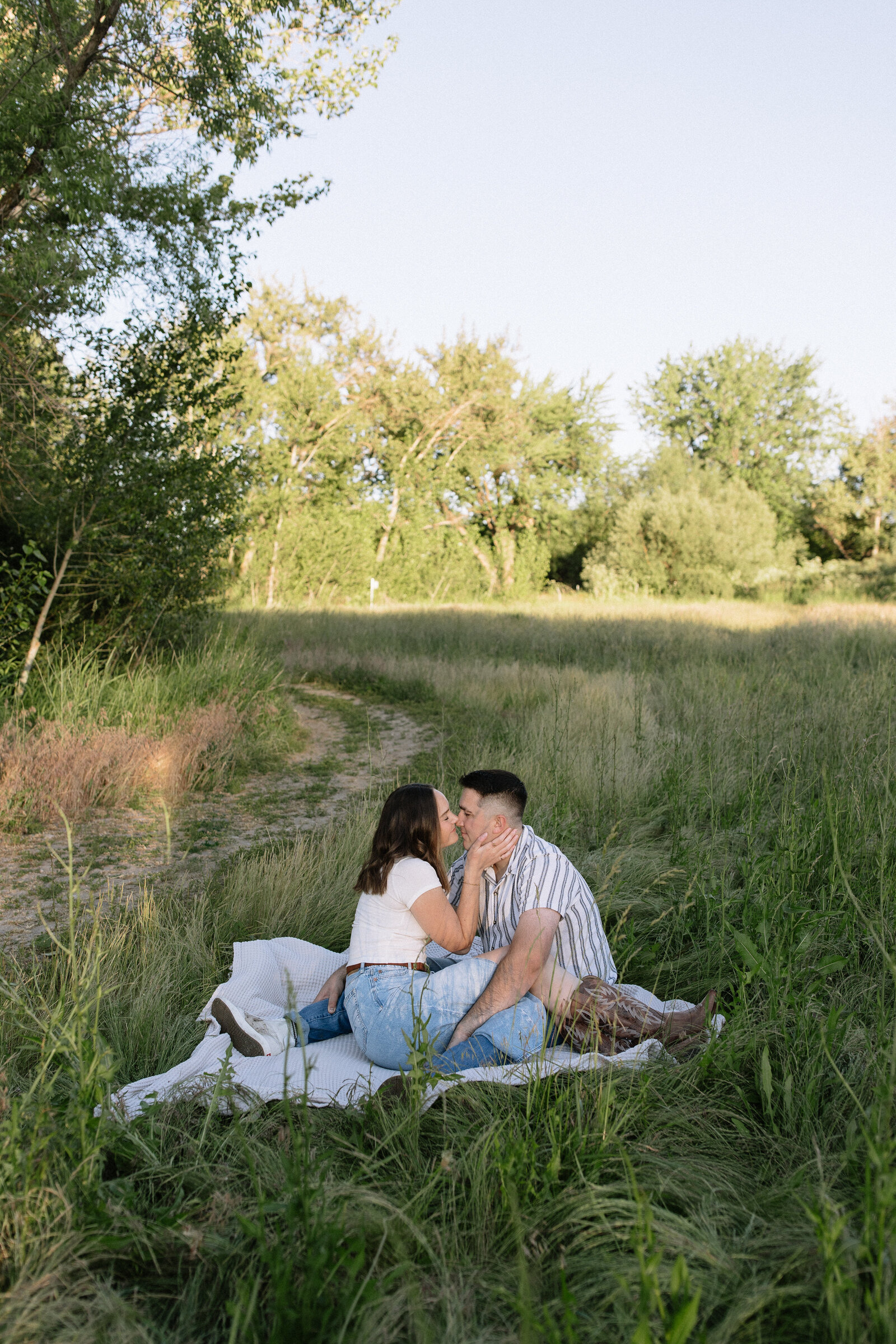 Couple enjoying quiet moment together in remote Idaho location
