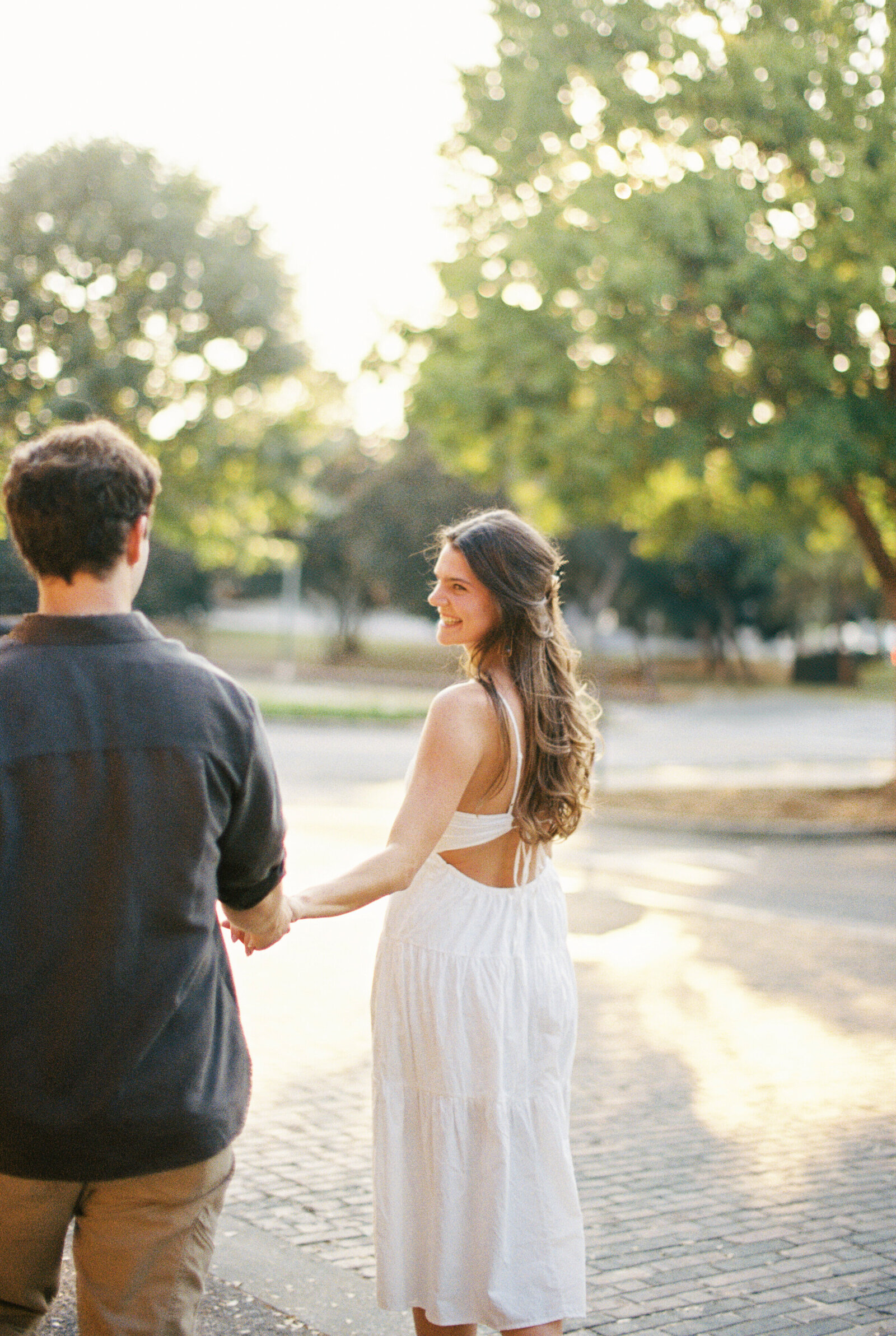 Film engagement photographer Alabama analog outdoor natural light romantic.