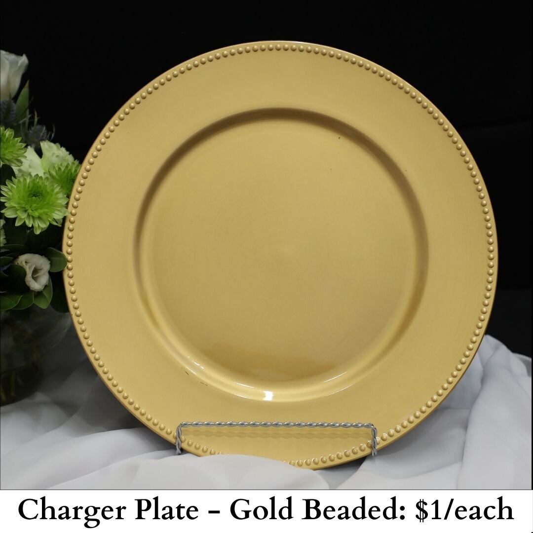 Charger Plate-Gold Beaded-243