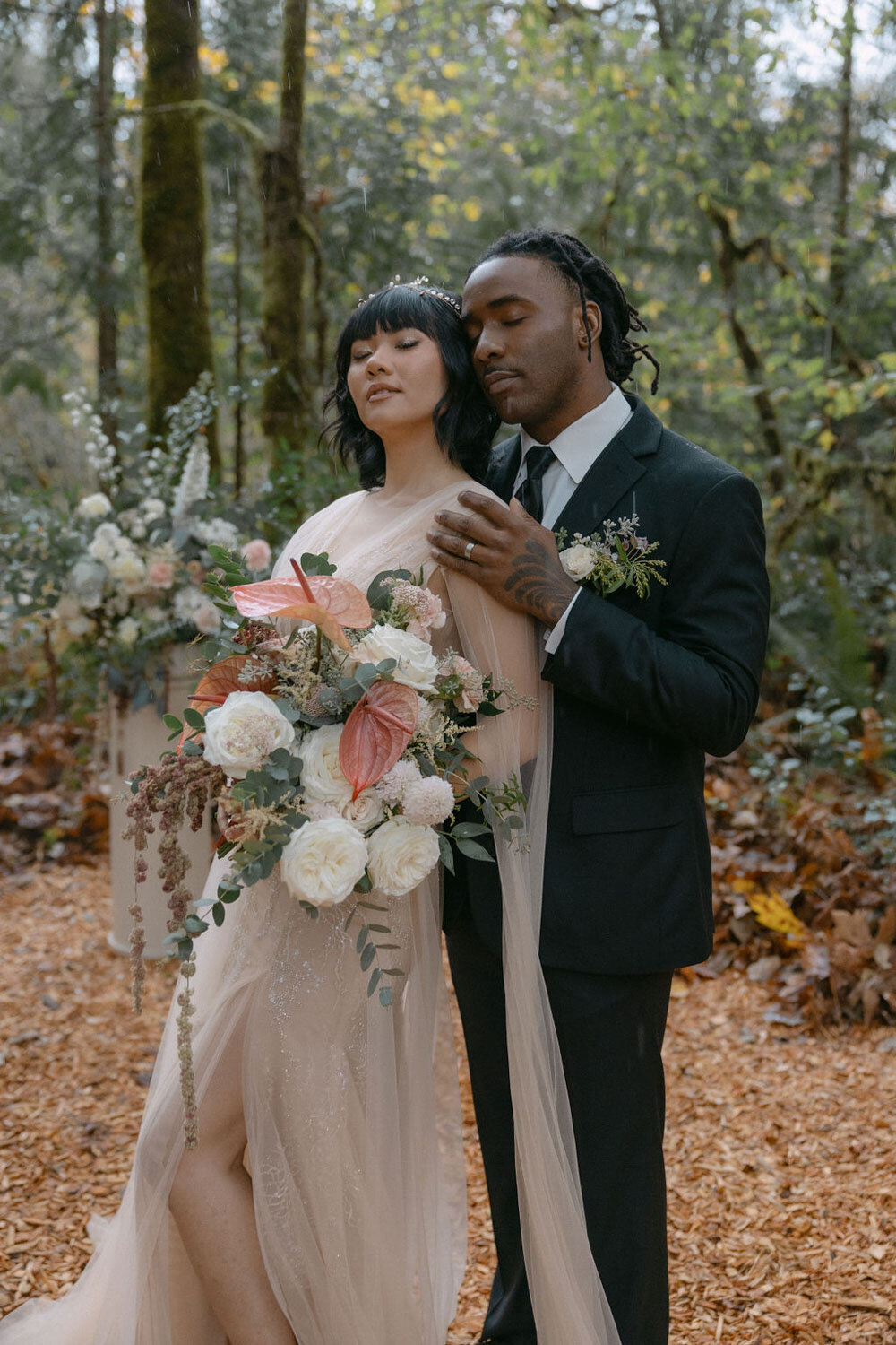 Bride and groom sweet moments outdoors