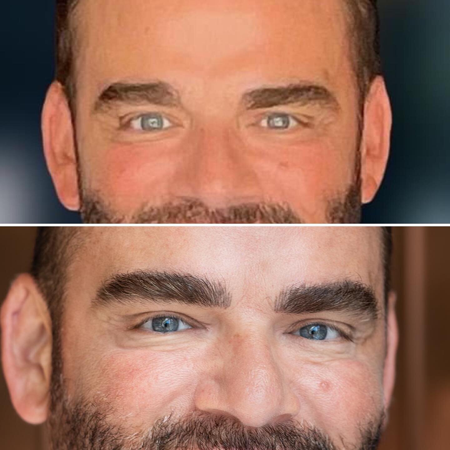 Male enhanced eyebrows that look naturally fluffy, through nicroblading services at ARCHED Coastal in Gulf Shores, Alabama.