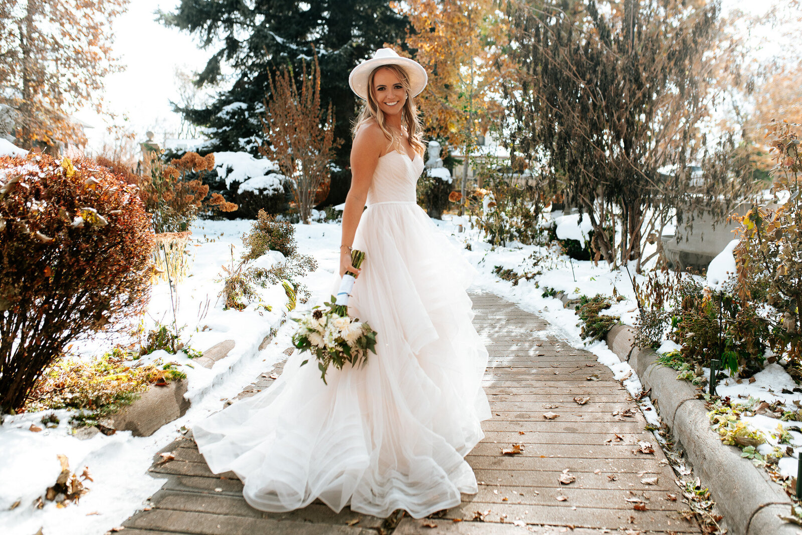 Classic Western Colorado Bride in the winter.