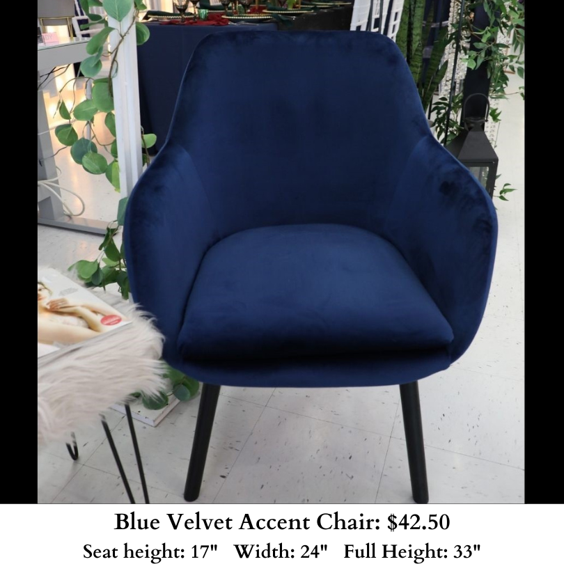 Blue Velvet Accent Chair-317