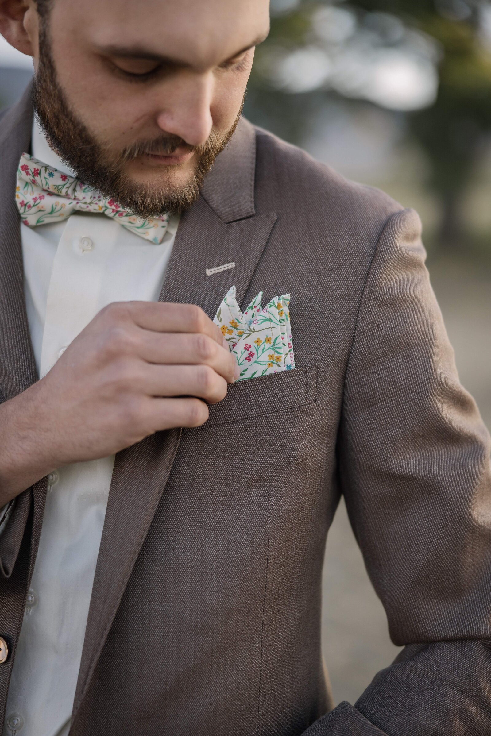 groom's floral pocket square