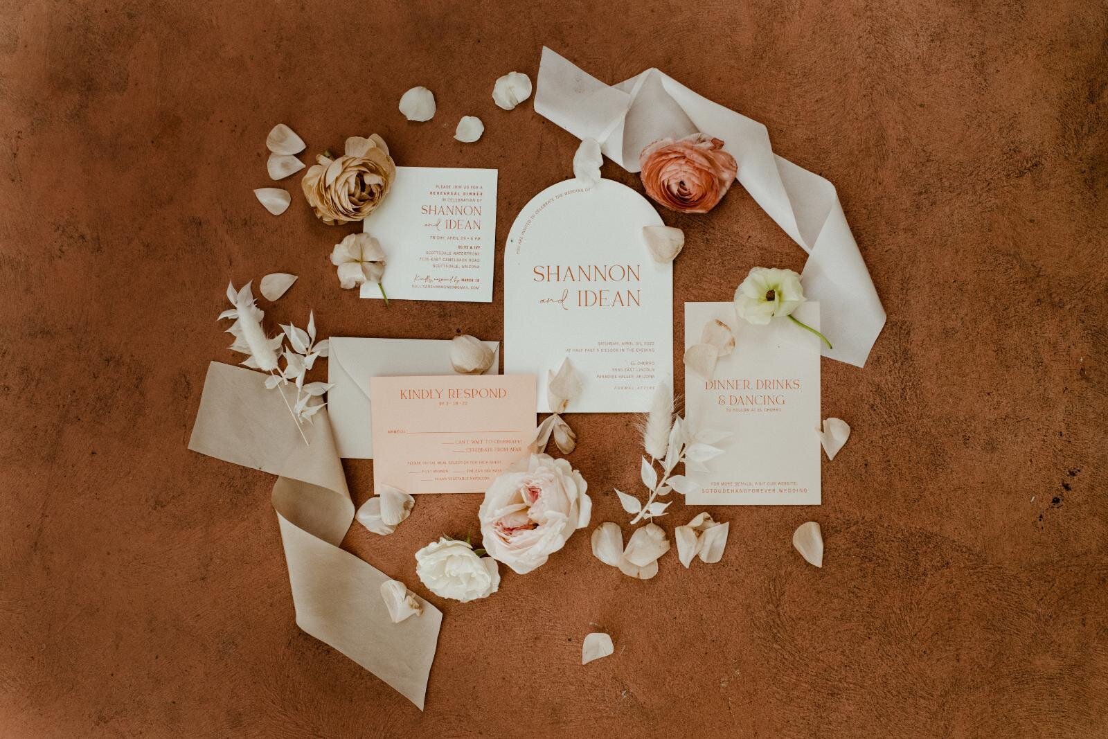 neutral-arched-wedding-invitation-copper-accents