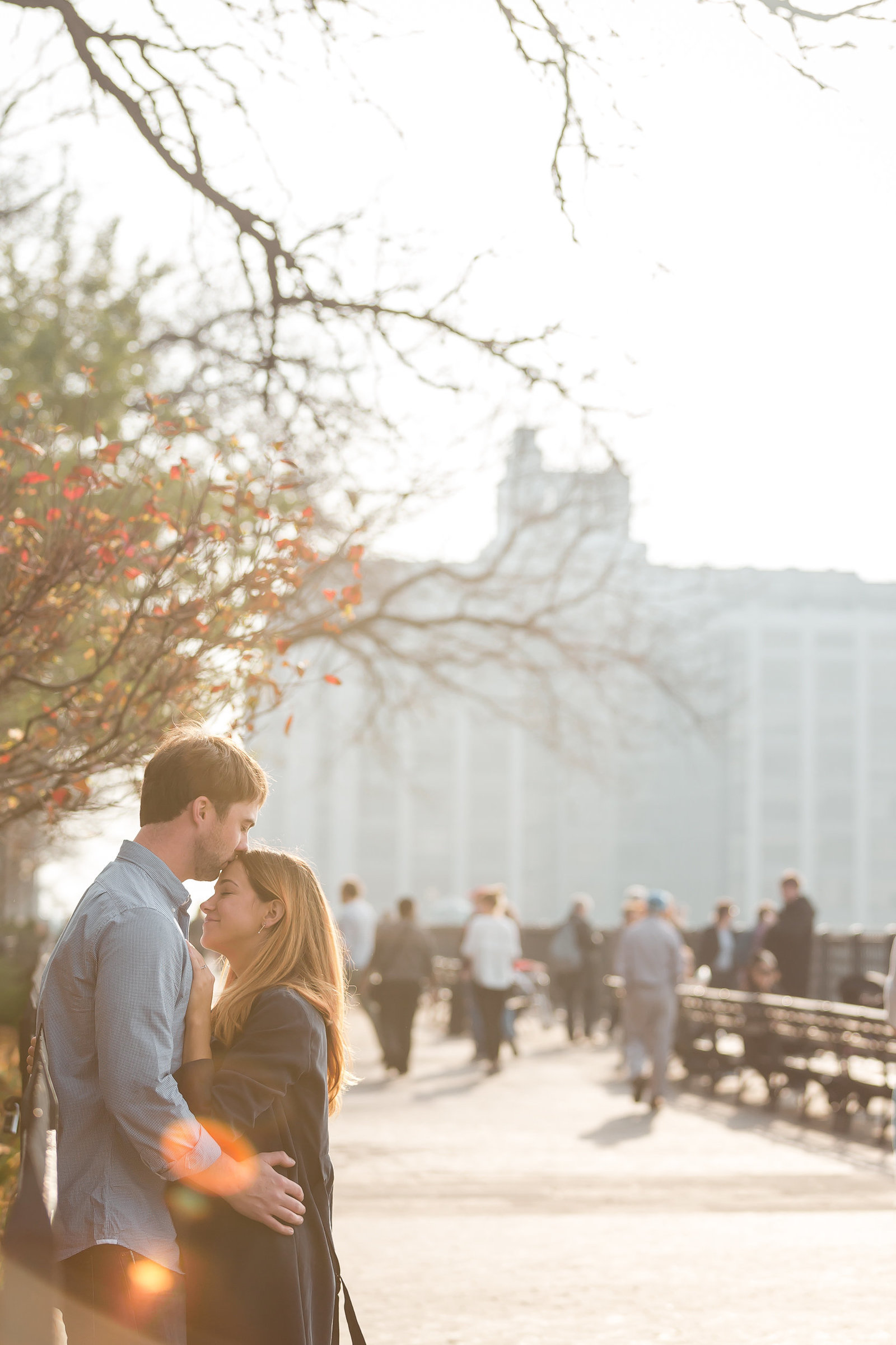 Golden Brooklyn Bridge Park engagement session in New York City by Jamerlyn Brown Photography