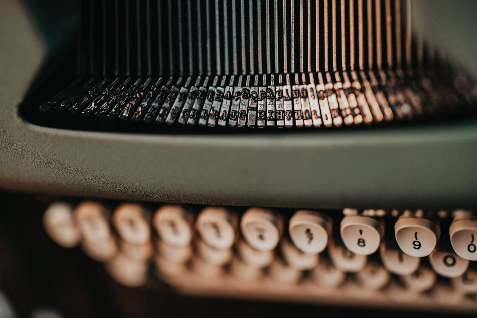 BYOBrand Blog Vintage Green Typewriter - Closeup of  Keys