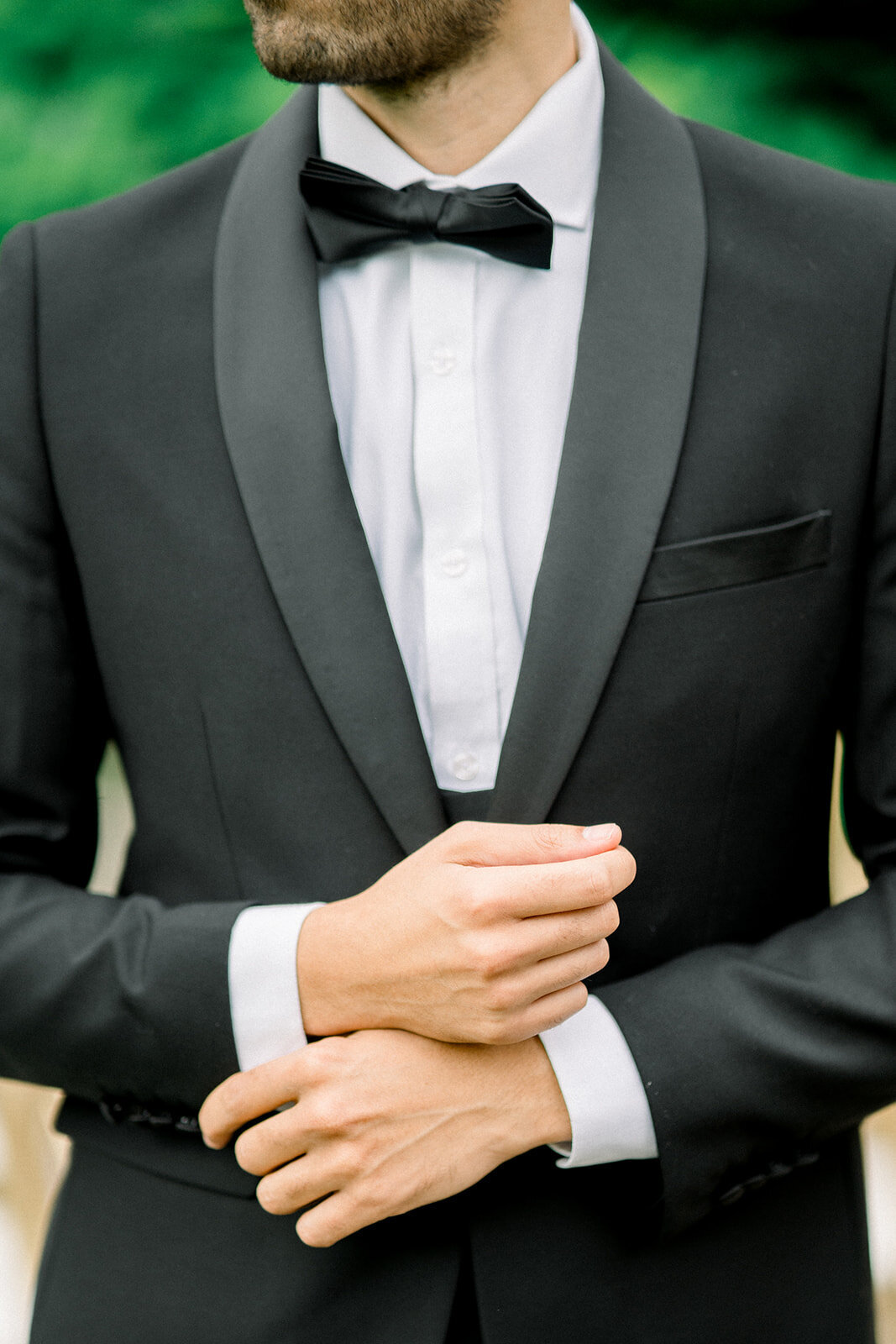 Groom in Black Tie at Castle Leslie Wedding, Ireland