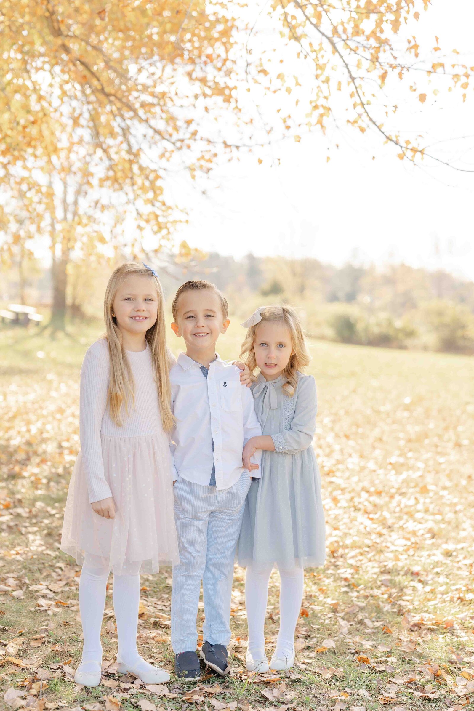 siblings during fall minis in Haymarket,Virginia