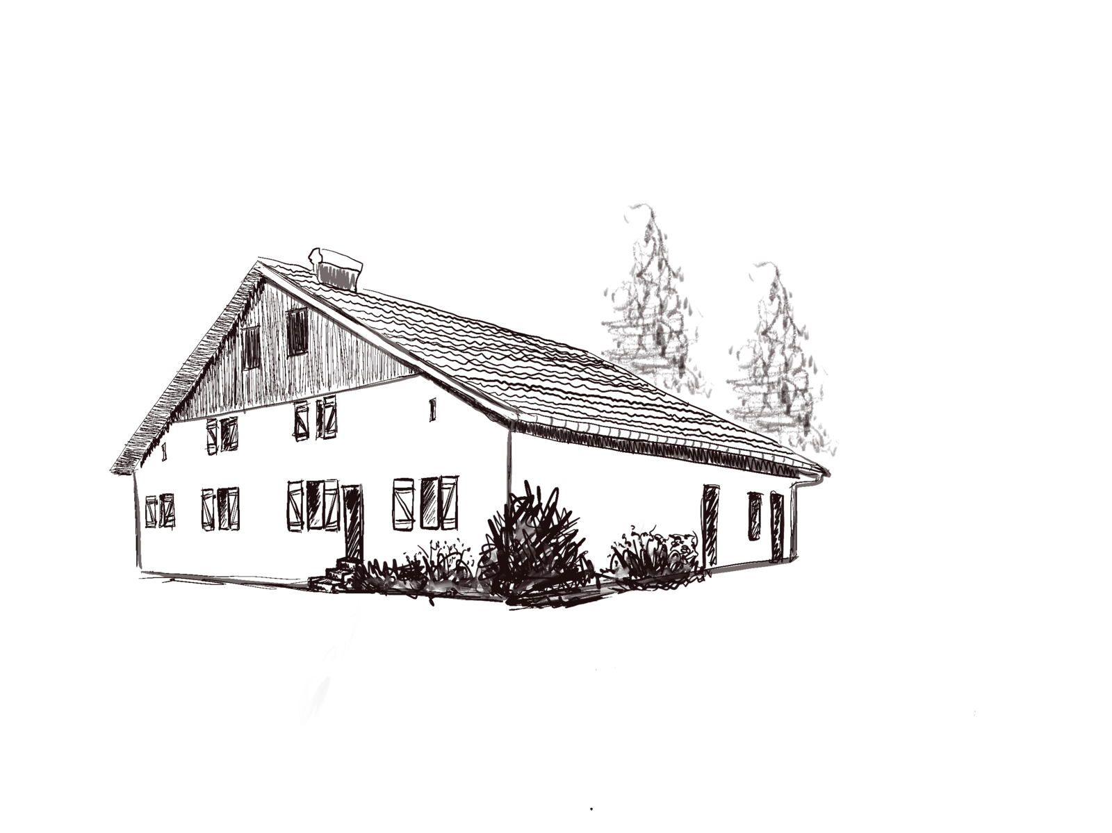 Dessin de La Source, maison de vacances avec spa dans les Vosges