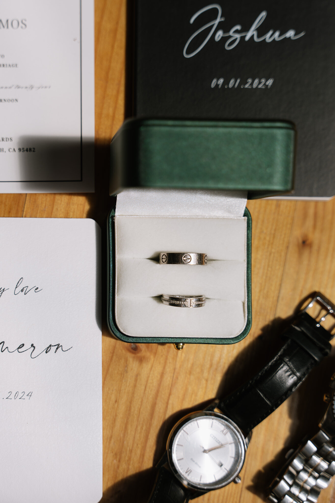 Groom detail flatlay photo by best Northern California wedding photographers