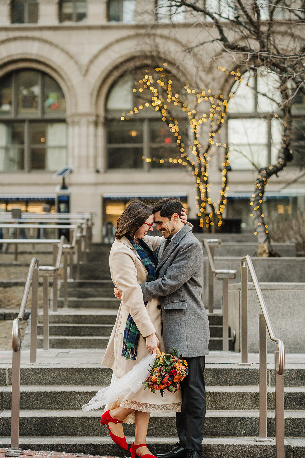 winter elopement at boston city hall