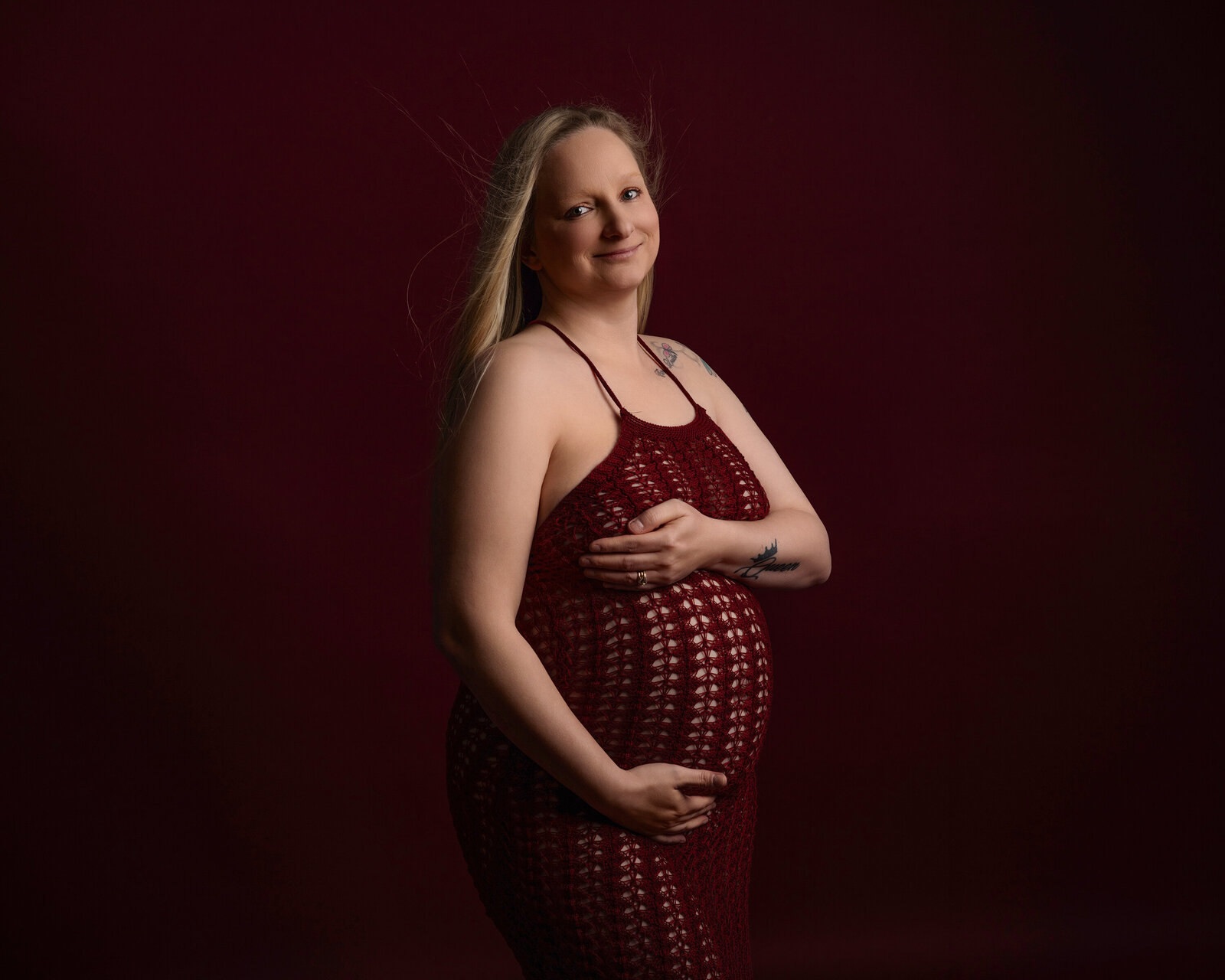red maternity pregnant baby