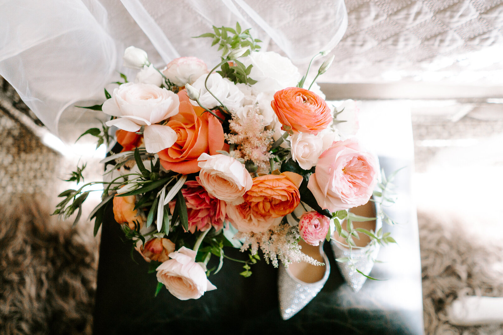 light and airy spring wedding bouquet