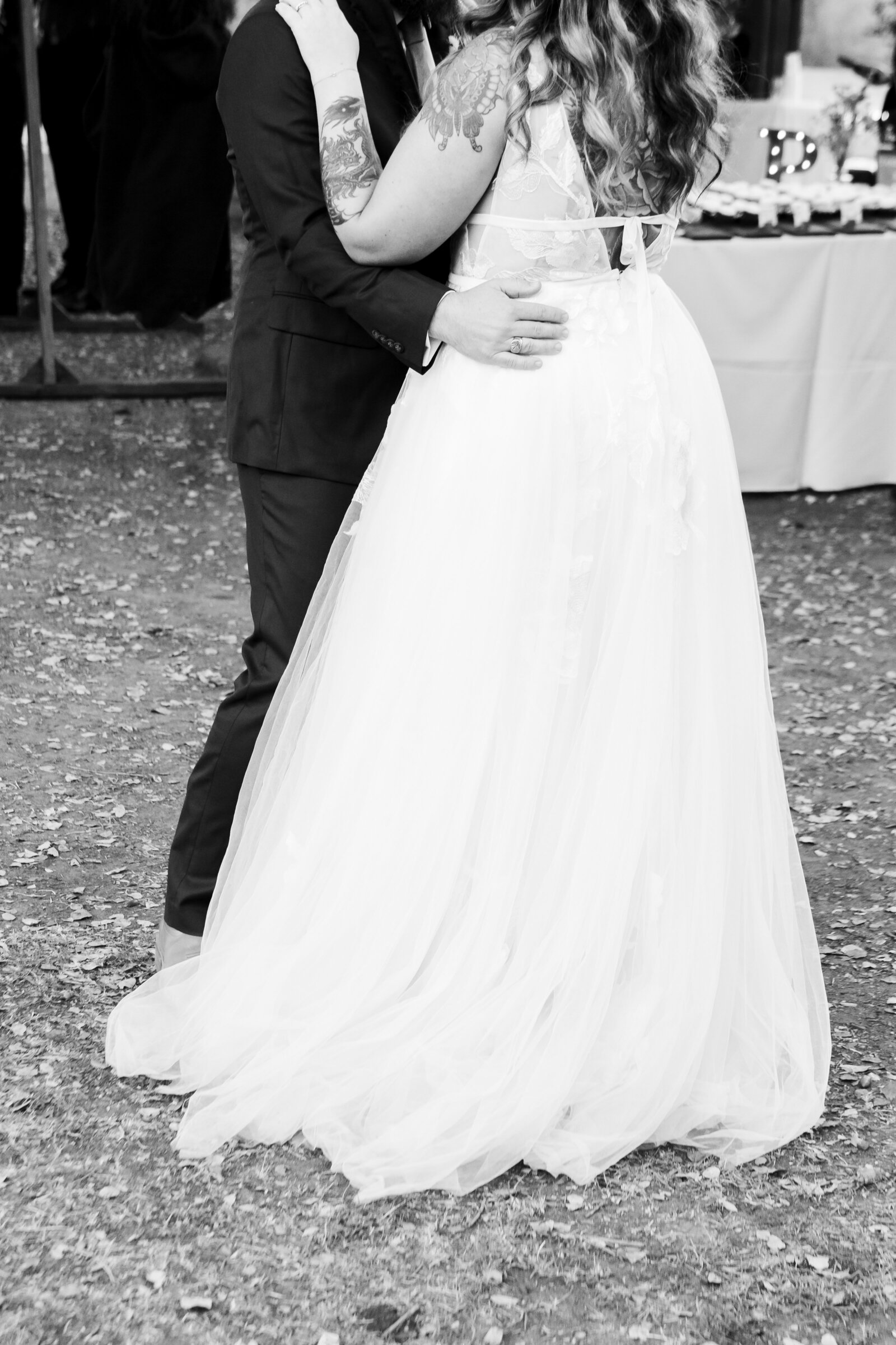 First dance at a colorful wedding reception in Santa Cruz, California.