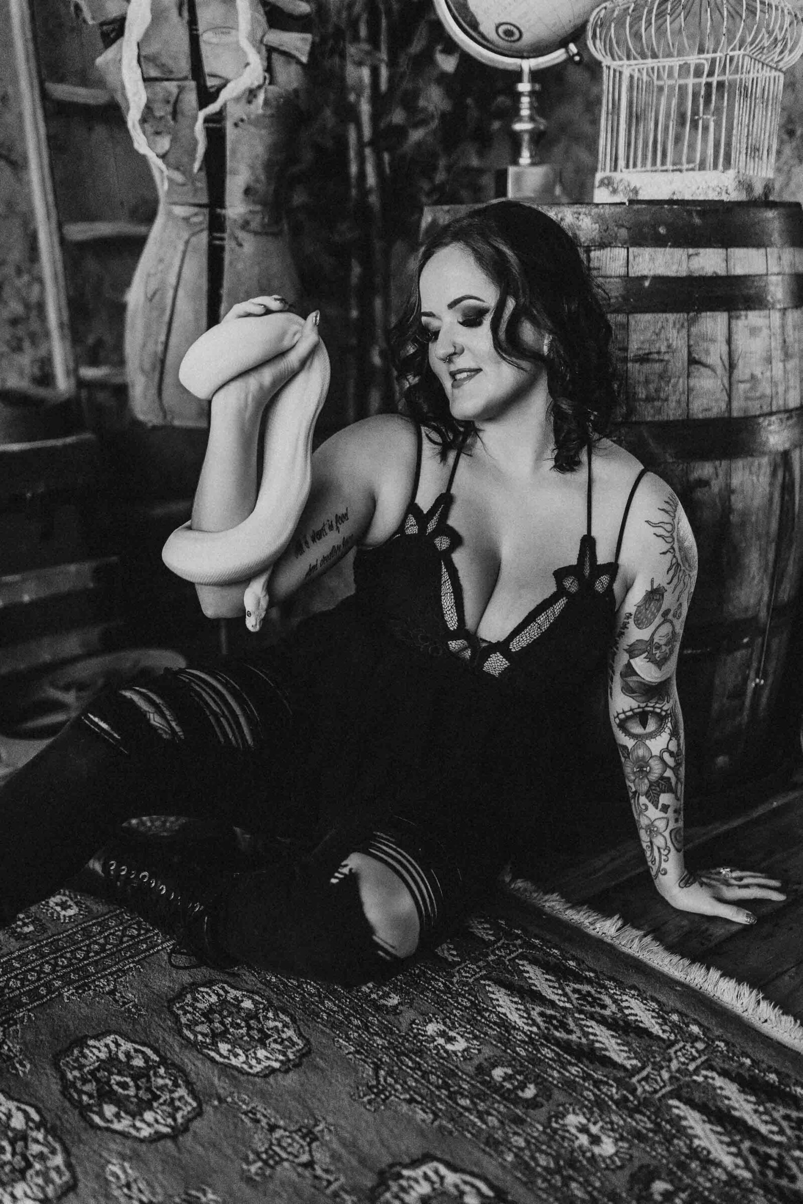 woman holding her white snake