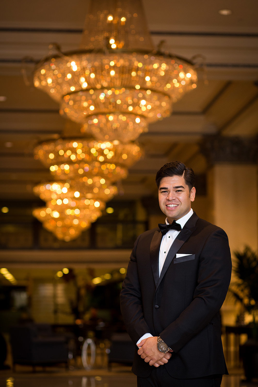 groom in lobby at us grant hotel