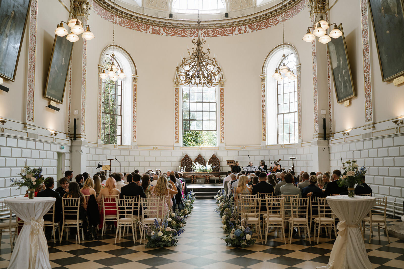 Trinity College wedding ceremony decor for a LGBTQ+ wedding in Dublin, Ireland