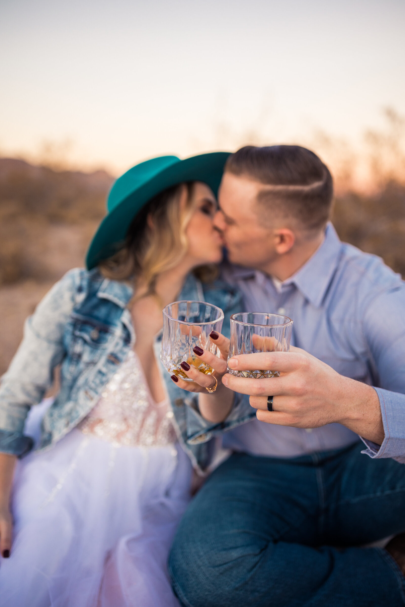 bourbon cheers during a unique elopement day