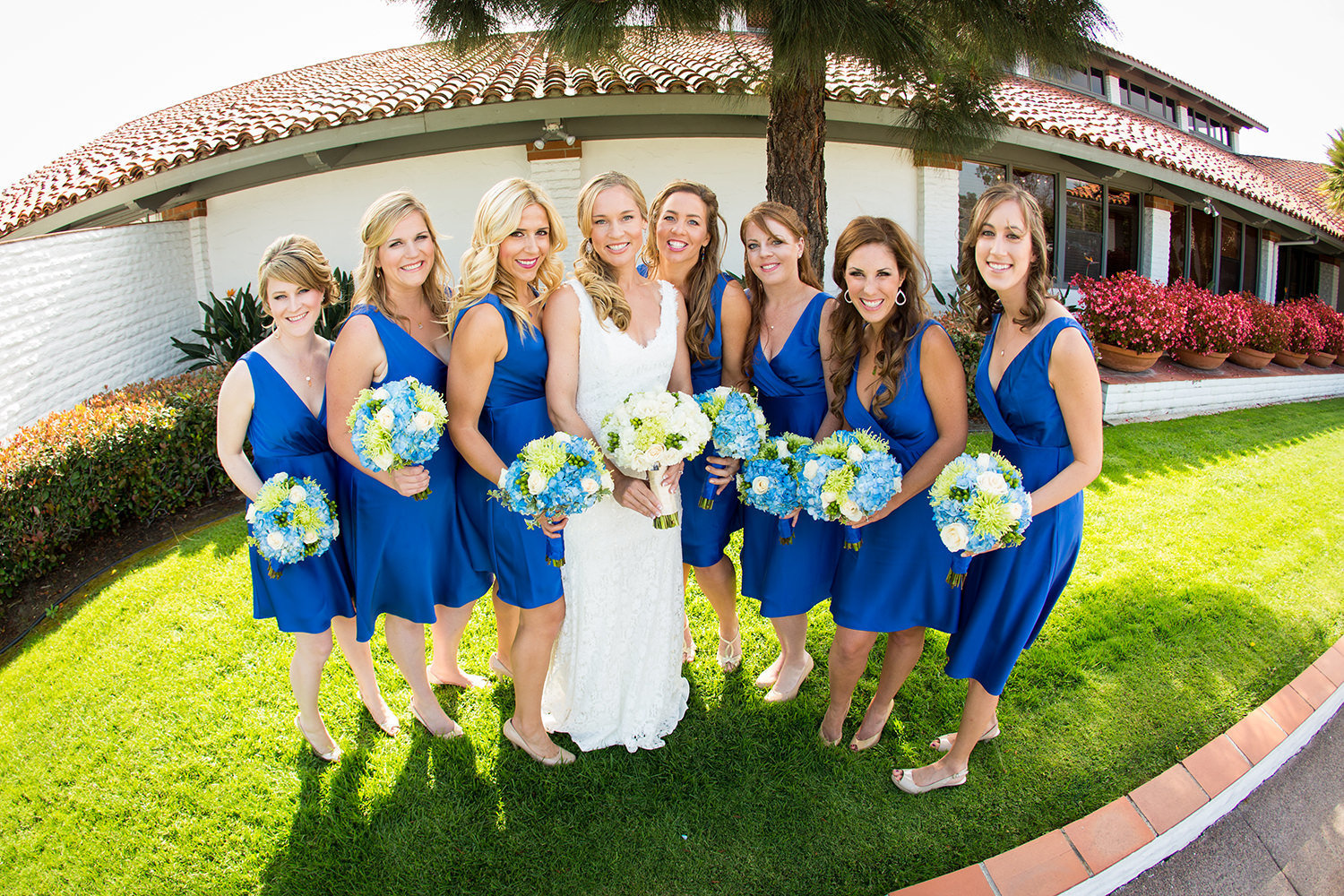 bridal party blue dresses