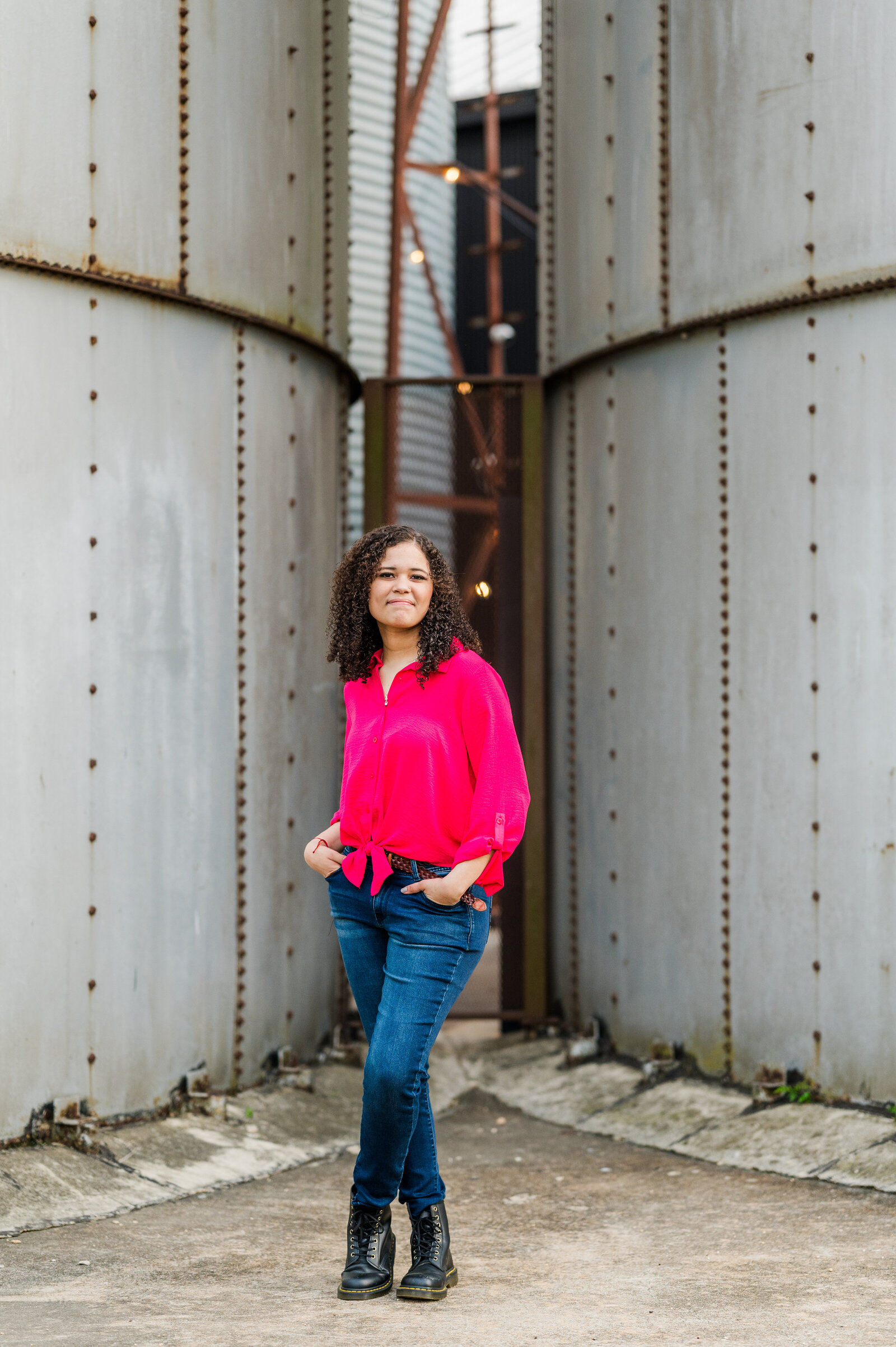 Buda High School Senior girl photoshoot at Buda Mill and Grain