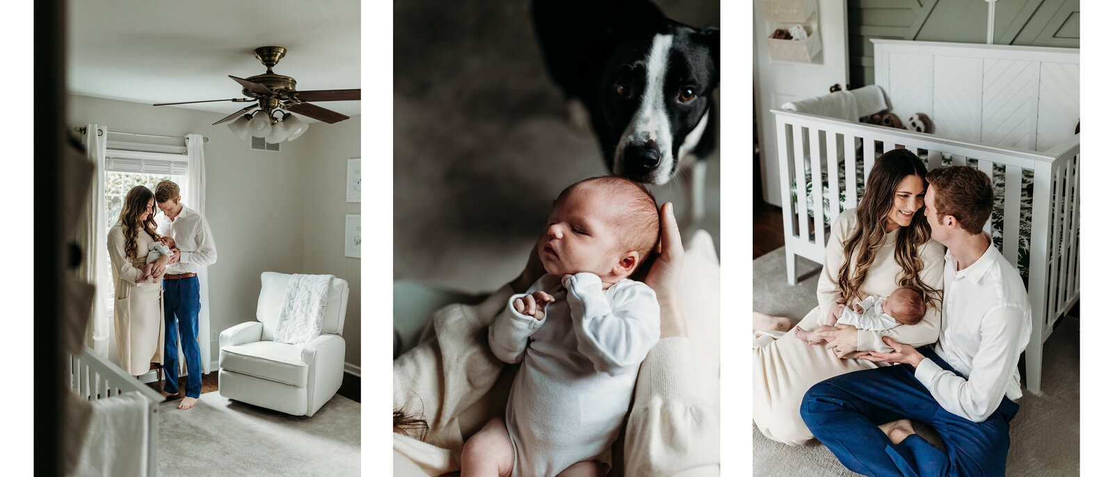 Louisville Kentucky photographer captures natural newborn and family moments in a cozy nursery setting.
