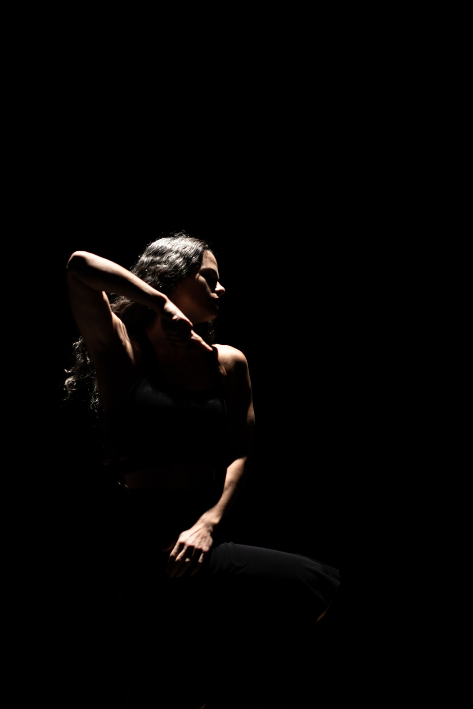 Dramatic lighting of female dancer
