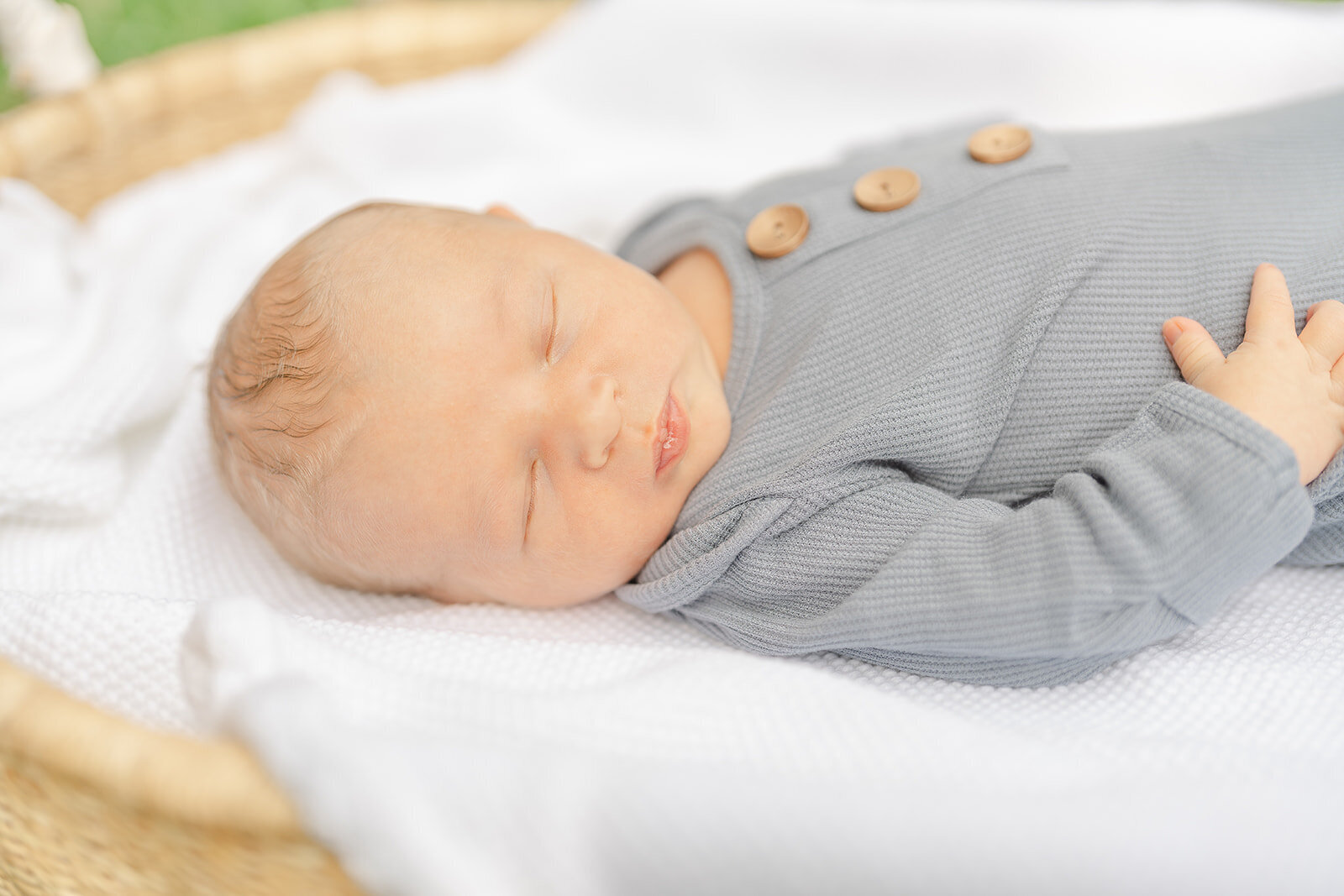 close up of baby boy sleeping during newborn picture in Leesburg, Virginia