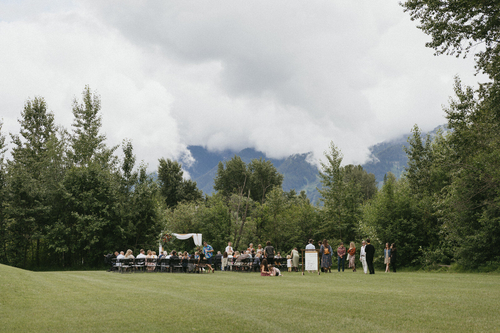 zoomed out photo of fernie wedding ceremony location before the ceremony