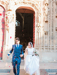 Exit petals photo Salamanca wedding for Martha Stewart Weddings
