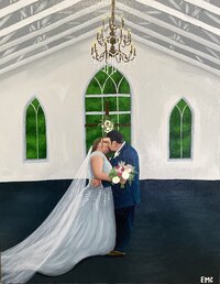 Live wedding painting at The Chapel at Waddel Place in McKenzie, Tennessee