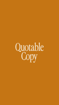 Quotable Copy logo on a brass background