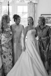 Bride and groom walk up aisle after their wedding ceremony at grandfather country club