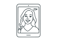 Outline icon of a camera, representing professional photography services for websites.
