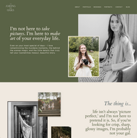 Screenshot of a photographer's about page by Bloem Creations, representing an example of a custom web design package. 