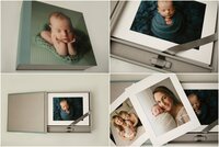 A collage of matted newborn prints.