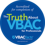 Badge showing Yvonne’s certification in The Truth About VBAC for Professionals course by VBAC Facts