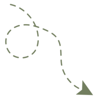 Dotted curved arrow icon pointing downwards.