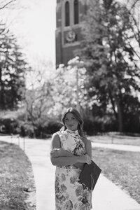 black and white college graduation portraits