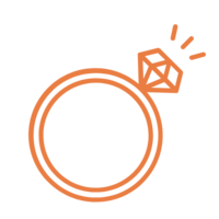 Orange wedding ring graphic