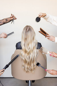 Blonde extensions in Eagle hair salon