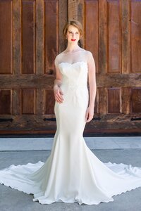 Crepe Mermaid Wedding Dress with illusion Neckline