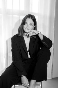 woman sitting and smiling