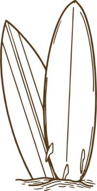 Surfboard illustration by Femme Collective Studio